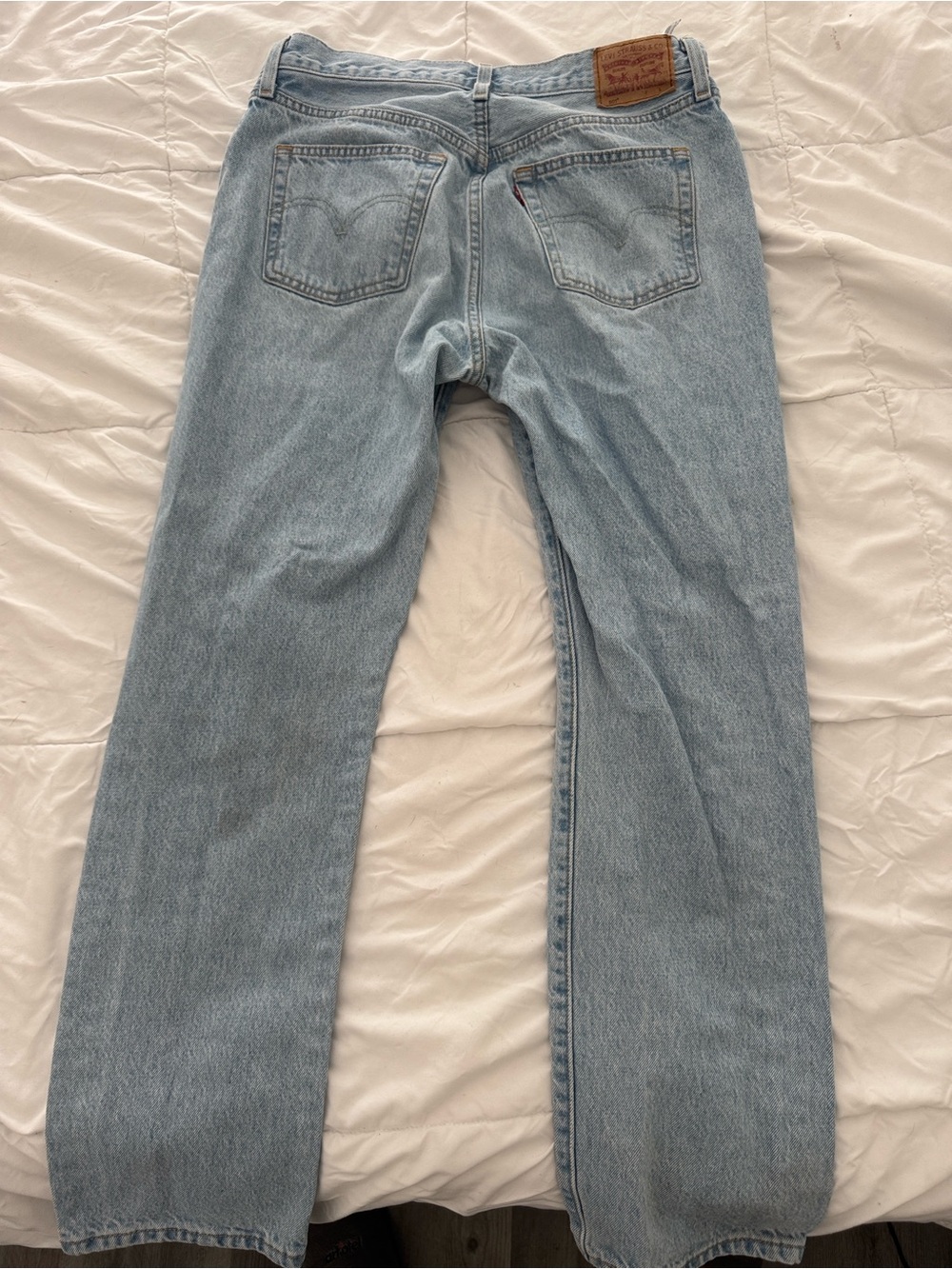 Levi's Light Blue Distressed Straight Leg Jeans - Picture 3 of 6